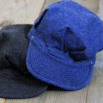 DECHO FLOATING SNOW DENIM WORKERS CAP col:DAY INDIGONIGHT BLACK