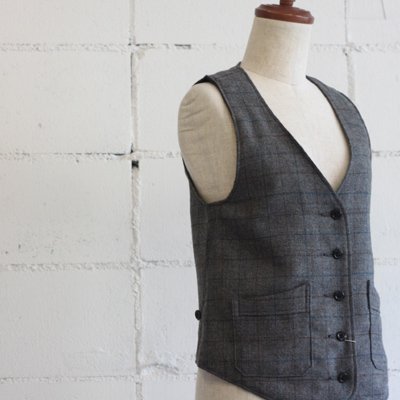 orslow ALPACA WOOL CHECK VEST color464 GLAY CHECK