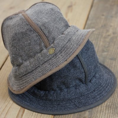 DECHO ORIGINAL DOUBLE FACE WOOL BEACH HUNTER HAT col:BROWNGRAY