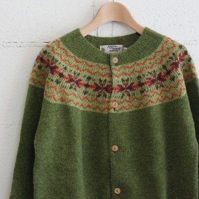 NOR' EASTERLY L/S CREW CARDIGAN NORDIC color:OLIVE GROVE