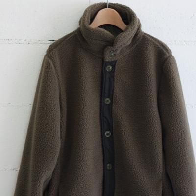 Curly SHEEP PILE SHIRTS col:KHAKICHARCOAL