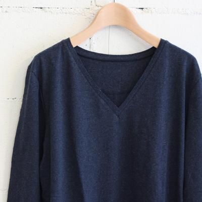 MASTER & Co. コットンVネックカットソー col:39 DARK BLUE