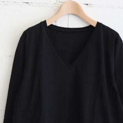 MASTER & Co. コットンVネックカットソー col:99 BLACK