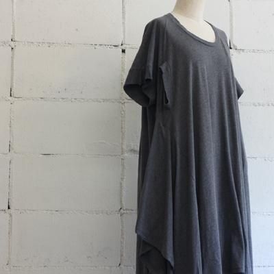 SI-HIRAI ファインコットンポリエステルドレス col:チャコール