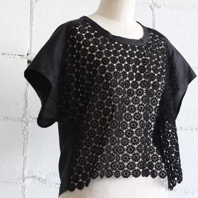 assiette コットンレースブラウス col:BLK