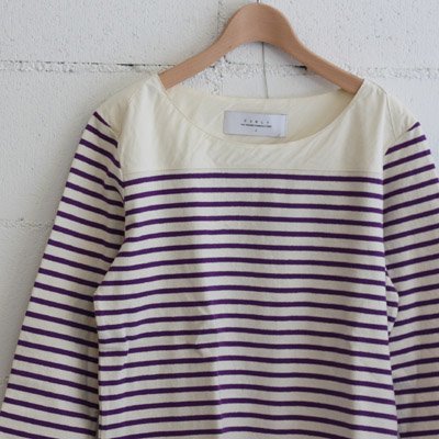 CURLY QS NAVAL BORDER Tee col:ECRUPURPLE