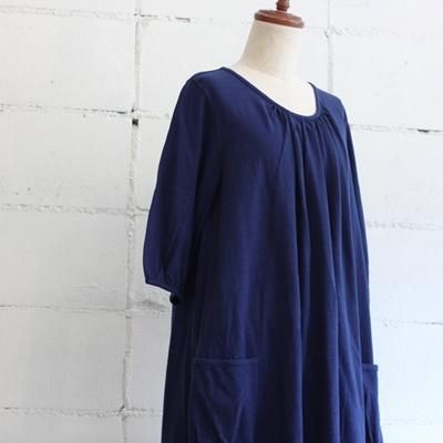 yohaku gathered one-piece col:blue