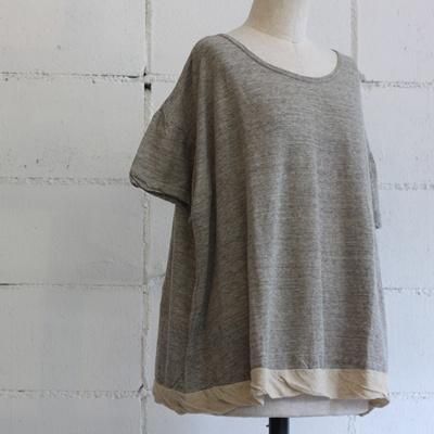 yohaku drop shoulder tee col:gray-ivory