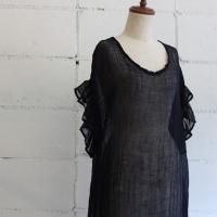 mizuiro-ind リネンガーゼフリルスリーブワンピース col:77 ネイビー