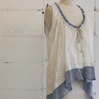Vent Blanc ドビーワッシャーレイヤード風ジレ col:WHT