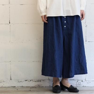 style+confort フレンチリネンツイルキュロットパンツ col:インディゴブルー