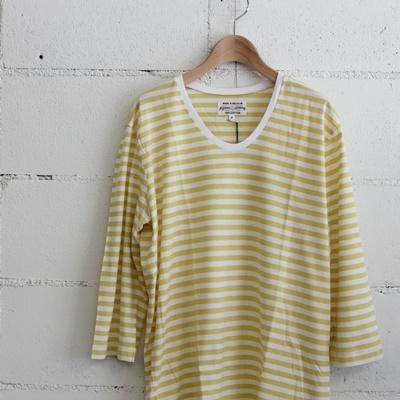 pyjama clothing Men's 3/4 LOOSE NECK ST col:WHITE/TURMERIC