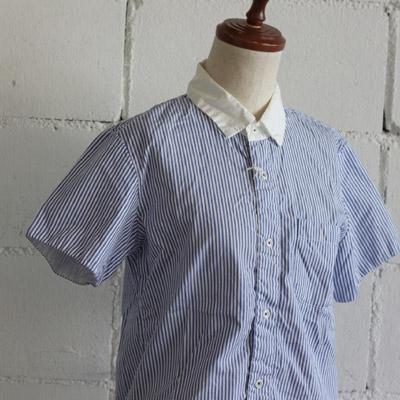 Ordinary Fits Lady's SHIRRING CLERIC SHIRT col:STRIPE