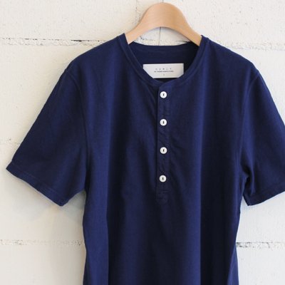 CURLY BD HENLEY Neck Tee col:DEEP BLUE