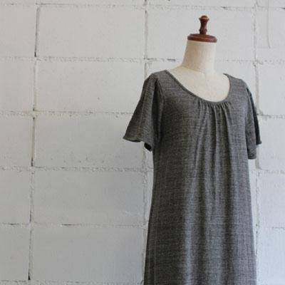 yohaku tuck sleeve one-piece col:charcoal