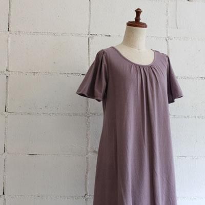 yohaku tuck sleeve one-piece col:violet