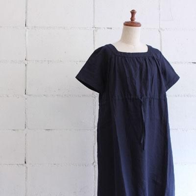 rolca リネンワッシャースクエアワンピース col:NAVY