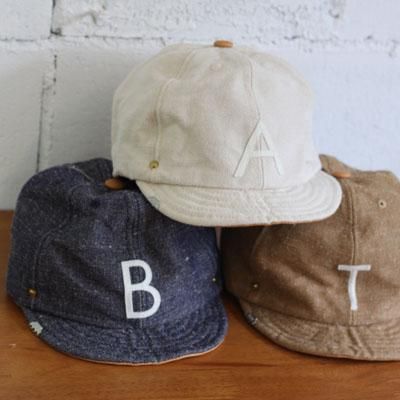 DECHO HEAVY HEMP CAMVAS AND LEATHER BALL CAP col:WHITE 、CAMEL 、 NAVY