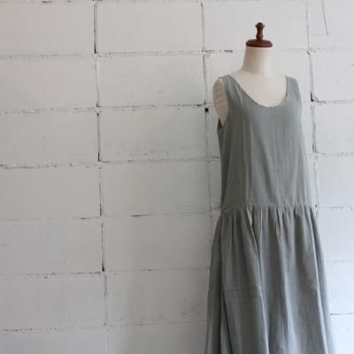 SEASIDE FREERIDE ノースリーブギャザーワンピース col:LIGHT GRAY