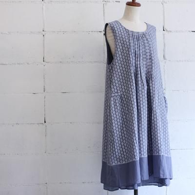Veritecoeur ピンタックプリントワンピース col:BLUE PT