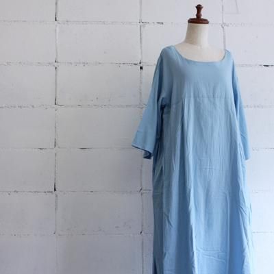 Veritecoeur 2枚仕立てサイドタックワンピース col:BLUE