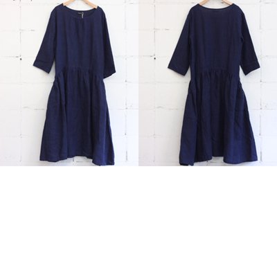 Veritecoeur ラウンドギャザーマキシ丈ワンピース col:D NAVY | cotyle