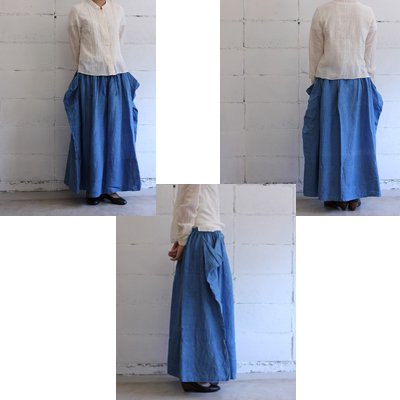 veritecoeur リネン藍染めサイドポケットスカート col:BLUE | cotyle