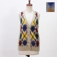maomade シェットランドウールアーガイルニットベスト col:03.アイボリーベース , 86.グレーベース