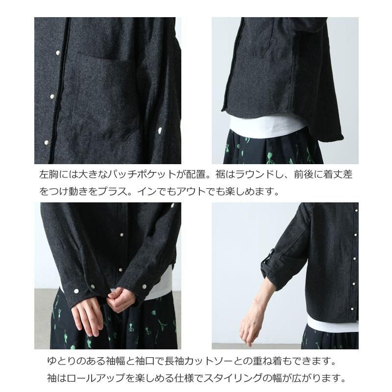 blanc basque (ブランバスク) エステルフラノパールボタンシャツ