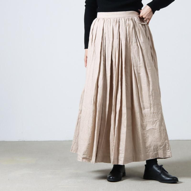 YAECA (ヤエカ) WRITE GATHER SKIRT COTTON LINEN / ギャザースカート