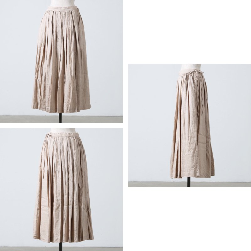 YAECA (ヤエカ) WRITE GATHER SKIRT COTTON LINEN / ギャザースカート