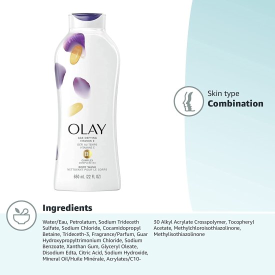 OLAY AGE DEFYING BODY WASH with Vitamin E&B3 Complex オレイ エイジ ディファイング  ボディウォッシュ ボディソープ 650ml 22 FL OZ - ★アメリカ＆アジア雑貨のお店★ティーダマーケット