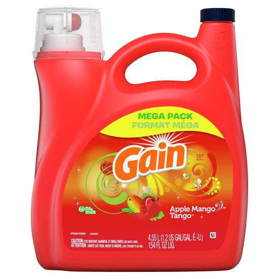 【 GAIN 】 ゲイン アップルマンゴタンゴ 濃縮 液体洗剤 4.55L / 154oz メガパック メガサイズ -  ★アメリカ＆アジア雑貨のお店★ティーダマーケット