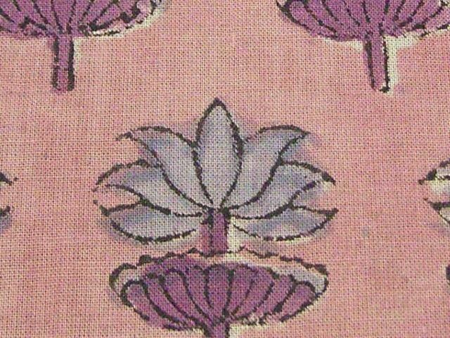花柄・インド綿ハンドブロックプ