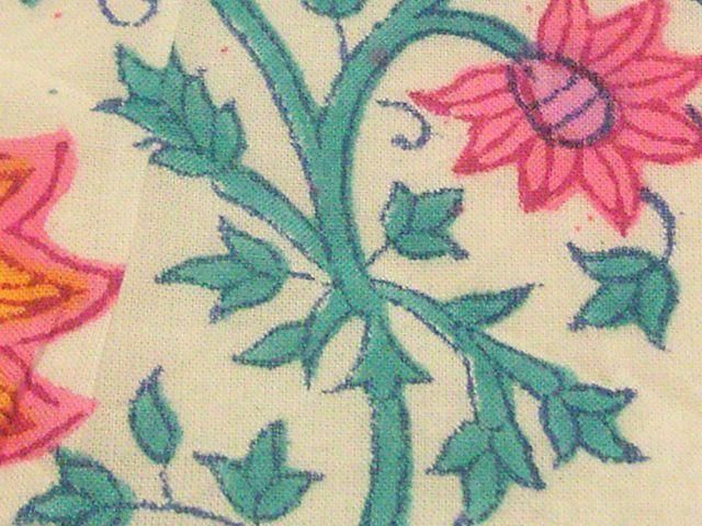 花柄・インド綿ハンドブロックプ