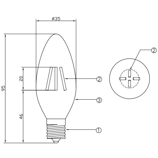 LEDŵ[Siphon]ǥꥢŵ15W˸E17ʦ35x95mmˢĴб