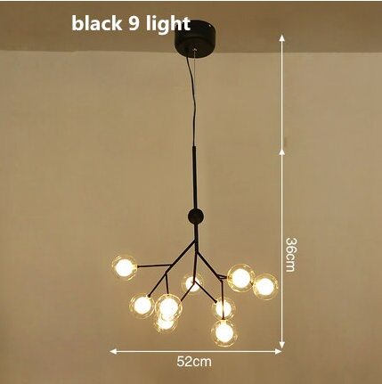 【E-Light】ガラスボールデザイン照明 LEDペンダントライト 9/27/36/45/54/63/132灯 ブラック/アンバー/ゴールド/ホワイト 