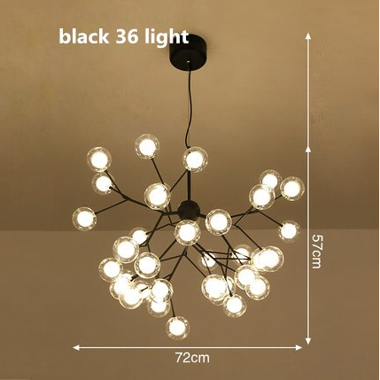 【E-Light】ガラスボールデザイン照明 LEDペンダントライト 9/27/36/45/54/63/132灯 ブラック/アンバー/ゴールド/ホワイト 