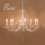 クリスタルガラスシャンデリア8灯「BESSI ベッシー」・ホワイト（φ760×H660）