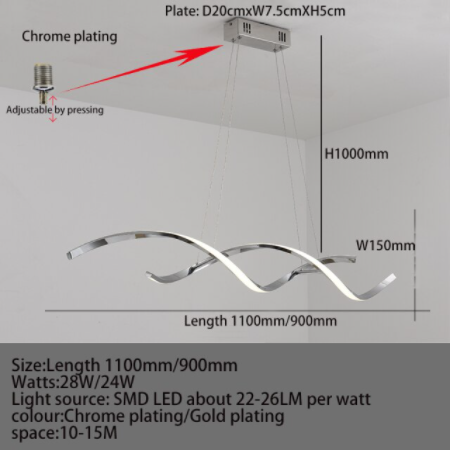 LEDペンダントライト ゴールド/クローム 1灯(W900×H150mm)