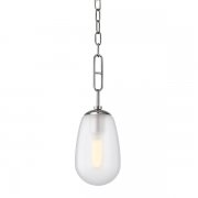 【HUDSON VALLEY】アメリカ・デザイン照明ガラスボールペンダントライト「BRUCKNER」1灯・クローム（W152.4×H419.1mm）