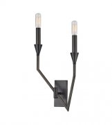 【HUDSON VALLEY】アメリカ・デザイン照明ウォールライト「ARCHIE」2灯・ブラック系（W215.9×H457.2mm）
