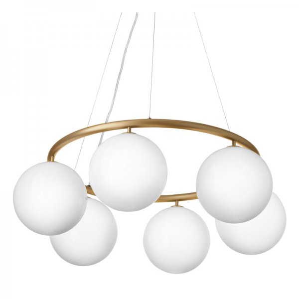 NuuraۡMiira 6 Circular pendant, brass - opal whiteץǥڥȥ饤6 ֥饹-ѡ(800H200mm)