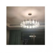 【FSS】クリスタルデザイン照明　8灯　スモーキーブラック＆クリア（Φ750×H300mm）