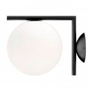 【Flos】「IC C／W1 wall／ceiling lamp, black」デザイン照明ウォール／シーリングランプ ブラック（Φ200×W280×H216mm）