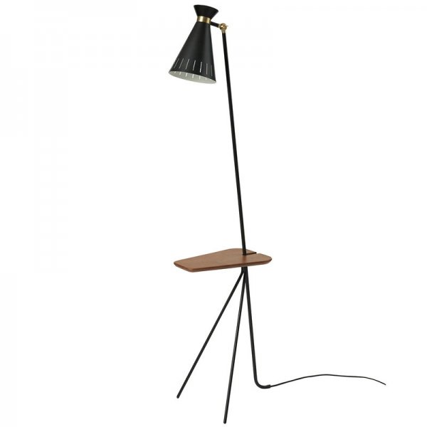 Warm NordicۡCone floor lamp with table, blackץե ֥å(W280D330H1440mm)