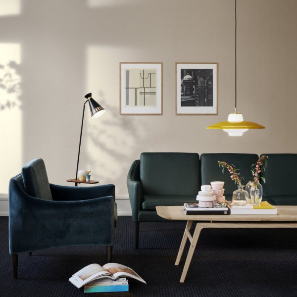 Warm NordicۡCone floor lamp with table, blackץե ֥å(W280D330H1440mm)