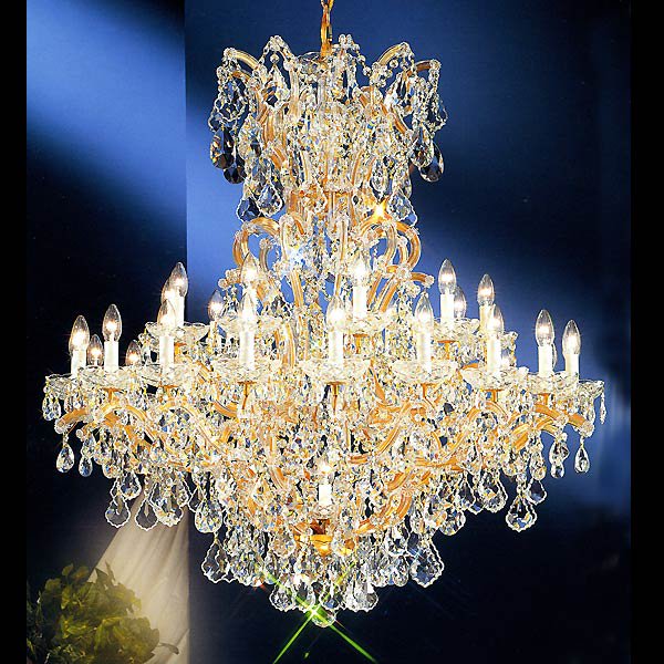 LA LUCE】大型クリスタルシャンデリア 31灯 ゴールドorクローム(W1143 
