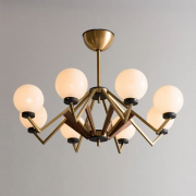 【complex】1950’S MILK GLASS BALL EIGHT ARM CHANDELIER（Φ805 H600 / H1150mm）<img class='new_mark_img2' src='https://img.shop-pro.jp/img/new/icons1.gif' style='border:none;display:inline;margin:0px;padding:0px;width:auto;' />