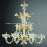 【MURANO GLASS CHANDELIERS】イタリア・ヴェネチアンガラスシャンデリア5灯「ACCADEMIA」（W650×H600mm）